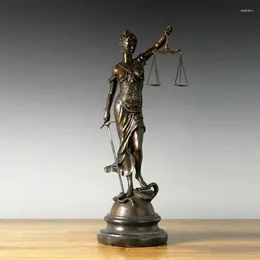 Dekorativa figurer Lady Justice Statue Bronze Greek Goddess Themis Justitia Sculpture Figurine Estatua Justica Antik konst Perfekt hem