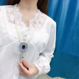 Necklaces Yknrbph Women's Natural Freshwater Pearl Sweater Chain Summer 78mm Double Layer Light Fashion Necklace