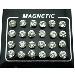 REGELIN 12 Par / lote 4 5 6 7mm Rodada Cristal Strass Ímã Brinco Puck Mulheres Mens Magnético Falso Ear Plug Jewelry244u