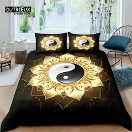 Set di biancheria da letto Copripiumino Gossip King Boho Trippy Art Trapunta in microfibra Set tradizionale a tema Ying Yang per ragazze ragazzi