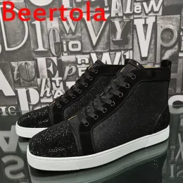 Sandals Brand Beertola High Top Manual de sapatos esportivos para homens Black Crystal Casual Flats Estilo Soakers de festa de caminhada