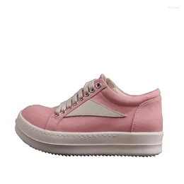 Casual Shoes Rmk Owews Men Genuine Leather Lace-up Women Sneakers Unisex Trainers Spring Platform Loafers Woman Retro Pink