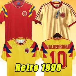 1990 Kolumbien Fußballtrikots Retro Herren ESCOBAR Memoria Home Away Fußballtrikot Klassische Uniformen VALDERRAMA GUERRERO 90