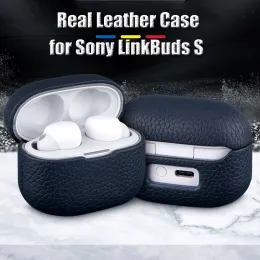 Tillbehör äkta läderfodral för Sony LinkBuds S bärbara hårda läderskyddsskydd för LinkBuds S Bluetooth -headset Laddningslåda