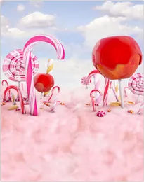Pano de fundo de vinil para doces, luz azul, céu macio, nuvem rosa, chão, crianças, bebê, festa de aniversário, fundo digital, 7242917