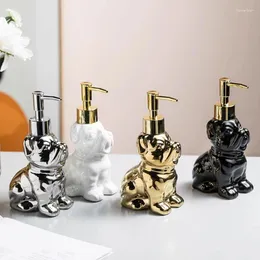 Flytande tvåldispenser söt badrum hundformad design keramisk handflaska med pump 280 ml (9,46 oz)