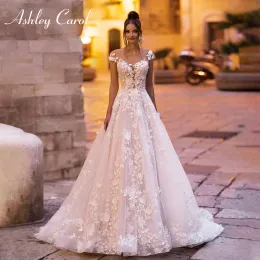 Medicina Ashley Carol Eleganti abiti da sposa aline per donne Appliques in pizzo in rilie