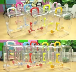 Nowy mini Rolling Travel Suipcase Box Baby Shower Wedding Favours Acryl Clear Party Table Dekoracja Dekoracja Prezenty SHI5369048