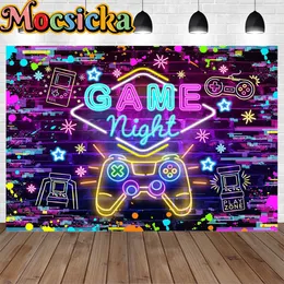 Graffiti Birthday Game Party Night Decoration Background Glow Stick Pography Glitter Backdrop Play Zone Children Holiday Prop 240326