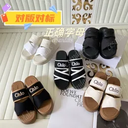 2024 NOWOŚĆ CHL01 Designerskie drewniane drewniane sandałowe Sluffy Flat Bottom Mule Mule Kaptary wielokolorowe koronkowe litery Linen Linen Home Buty luksusowe marka Sandles 35-42