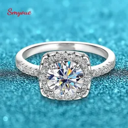 Smyoue 9mm 3CT D Kolor Gra zaangażowanie dla kobiet bezbarwnych Rond Cut Browling Solitaire Bridel Set 925 Silver Platinum 240402