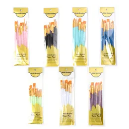 Plastic Handle Artist Paint Brush Set Professional Oil Watercolor Acrylic Brushes Synthetic Filbert for Gouache Art Painting and Body Craft Painting 10pcs set