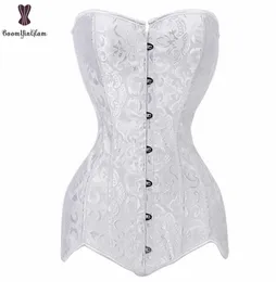 Drop Corset Long Torso Corsets Cheap Black White Korset Overbust Waist Slimming Floral Bustier Women Plus Size Gorset7935497