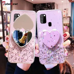 Чехлы для мобильных телефонов с блестками и сердечками, зеркальный блестящий чехол для Samsung Galaxy A51 A71 A01 A11 A12 A21 A21S A31 A41 A42 A81 A91 M31 M51 M31S, чехол 2442