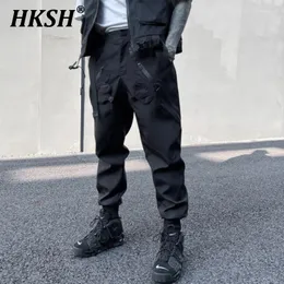남자 바지 hksh 스프링 남성 조수 다크 테크웨어 전술화물 패션 느슨한 레깅스 사파리 스타일 세련된 바지 스트리트웨어 hk0713