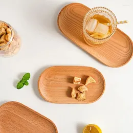 Tovagliette Stoviglie giapponesi Piatti in legno Vassoio ovale in faggio Mini piatto intero per bambini piccoli in legno massello 18 cm