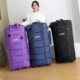 Waterproof Travel Bag Large-capacity Telescopic Airline Check-in Bag with Wheel Folding Luggage Storage Pack for Men and Women