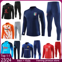 Italys Serie A AC Inter Mens Football Tracksuit 2024 Milan Naples Soccer Tracksuit Marseilles Miami Bayerns Men Training Kit Kids Football Kits 23 24 Dort Tuta Calcio