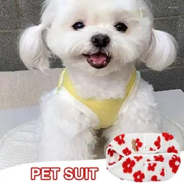 Abbigliamento per cani Abbigliamento in peluche Abiti morbidi con tasche per l'uso quotidiano Caldo aperto sul retro Motivo floreale invernale Prodotti per animali domestici