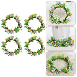 Flores decorativas 4 PCs Simulação de anel de Páscoa Wrinal