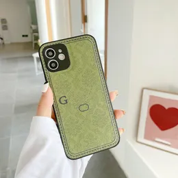 Custodia per telefono di design per iPhone 15 Pro Max per Apple 14 13 12 Mini 11 XR XS 8 7 Plus Pelle PU di lusso Stampa a scacchiera floreale Cover posteriore per tutto il corpo Shell Coque Fundas Verde G1