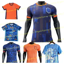 24 25オランダメンフィスサッカージャージーホランドクラブジャージージョンヴァージルダンフリース2024 Bergvijn Shird Klaassen Blind de Ligt Men Kit Football Shird Maillot De Foot