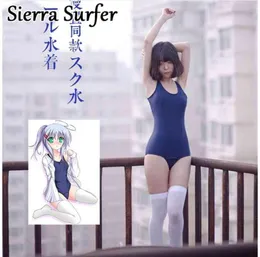 Japanische Badebekleidung für Damen Sukumizu Anime Cosplay Schulmädchen Marineblauer Badeanzug 2106114185440