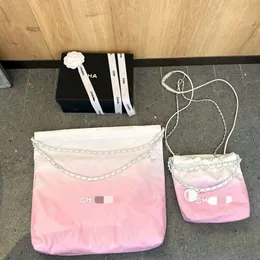designer women bag chanelry 22bag Appearance Strawberry Milk Shake Gradient Size 23cm 35cm Large