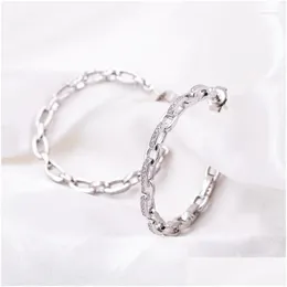 أقراط مسمار تختلف شخصية الموضة 925 Sterling Sier Hoop مع سلسلة الزركون المجوفة المجوهرات المتساق