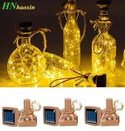 Haoxin 1 pz 2 m 20 led luci per bottiglie di vino ad energia solare filo di rame impermeabile luci a forma di sughero LED per la festa di nozze Chri1431337