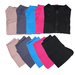 Ll mulheres conjuntos de ioga push up fitness leggings high sports sports jackets zípeira de casaco elástico roupas esportivas calças calças roupas de ginástica trajes de treino de treino