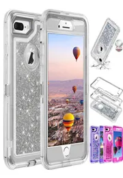 Bling Crystal Liquid Glitter 360 Protect Designer Telefonfodral Robot stockbeständig bakslag för ny iPhone 13 12 11 Pro Max 8 7 6S P1078178