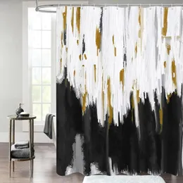 Cortinas de chuveiro abstrato preto ombre cortina graffiti vintage pinceladas pintura a óleo estilo minimalista listras moderna decoração do banheiro