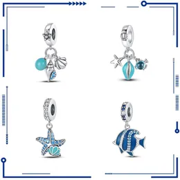 Perline braccialetto fai da te con ciondolo bagliore notturno conchiglia stella marina conchiglia stile oceano all'ingrosso in argento 925 di moda nuovo commercio estero spedizione gratuita