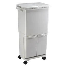 Large classification garbage bin with pulley double-layer four classification plastic dry and wet garbage bin 48L