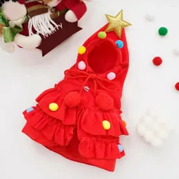 Dog Apparel Pet Cloak Exquisite Festive Christmas With Plush Ball Star Decor Ruffle Hem Winter Holiday Cat For