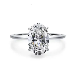 Lesf Oval 4 Pierścienie zaręczynowe dla kobiet s925 srebrne obrączki ślubne grzywny biżuteria 240402