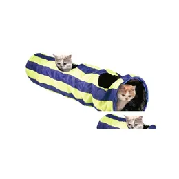 Cat Toys Cross-Border Tunnel Foldable Channel Pet Tent Toy Tee Drill Barrel Roll Dragon Drop Delivery Home Garden Supplies Dhld8