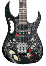 Dünya Çapında Hızlı SH JEM 77FP2 Çiçek Deseni 2 Steve Vai Elektrikli Gitar Ağacı Kakma Floyd Rose Tremolo Kilitleme Nicke8969068