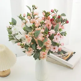 Flores decorativas Simulação Artificial 5 Cabeças Rosas Longa Duração Natural-Olhando Realista Vibrante Colorido