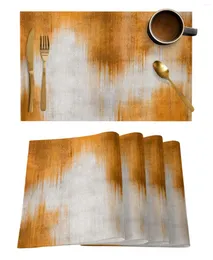 Tapetes de mesa abstrato linha moderna laranja placemat para jantar utensílios de mesa 4/6 pçs prato de cozinha almofada bancada decoração para casa