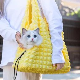 고양이 캐리어 접이식 휴대용 캐리어 숄더백 귀여운 따뜻한 가벼운 야외 여성 배낭 봉제 여행 가방 볼소 마스코타 애완 동물 용품