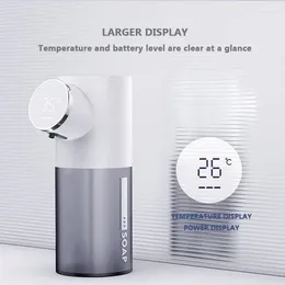 Dispenser di sapone liquido in schiuma USB ricaricabile sensore a infrarossi da 380 ml Smart Liqiud con display della temperatura senza contatto