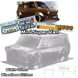 1/10 m Araba Mini Süper Van RC PC Kabuk Gövdesi 225mm Dindan Köprü Şeffaf Yok RC 3R MST Tamiya Kart M arabası