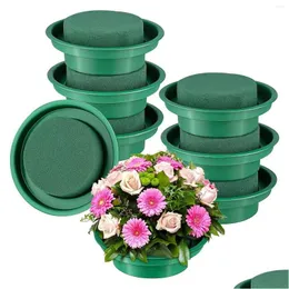 Dekorative Blumenkränze, 8er-Pack, Blumenschaum, runde Schalen, DIY-Blumenarrangement-Set, grüne nasse Blöcke für Dekor, Drop-Lieferung, Heimdekoration, Gar Dhqre