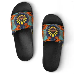 Slippare Anpassade afrikanska konstmönster Men inomhus badrum tjock plattform icke-halkfamiljen flip-flops strand sandaler unisens 36-46