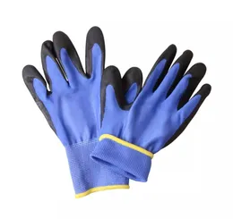 Guanti per le mani Guanti da lavoro di sicurezza in PU neri in poliestere blu Guanti da giardino OEM 13G7879720