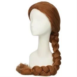 Peruklar saç sentetik saç shrek prenses fiona peruklar ultralong kahverengi örgü peruk cosplay aksesuar coslive
