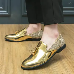 Scarpe casual da uomo di lusso mocassini da uomo in oro/nero in pelle da uomo originali con nappa con cappuccio, abito da festa