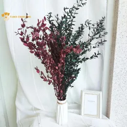 Flores decorativas naturais folhas de eucalipto branche buquê de flores secas preservadas hastes de plantas reais ornamento boêmio diy casa casamento